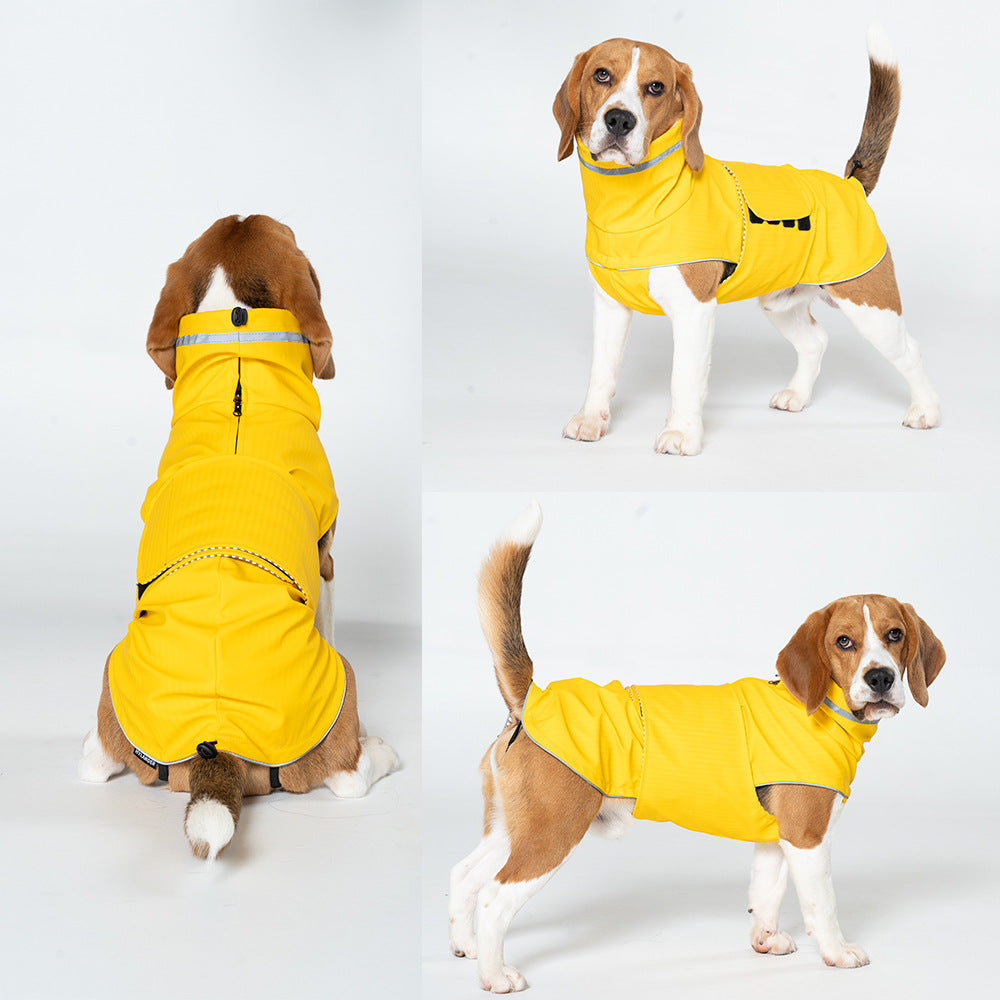 XL Yellow All-Season Pet Raincoat - Waterproof & Dustproof High-Collar Dog Windbreaker for Spring