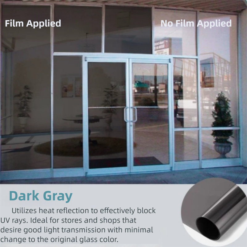 Premium 6-Layer Dark Grey Window Film for Home/Office – Reflective One-Way Privacy, 50cm x 2m One Roll, UPF 50+ UV Block,With Full Install Tools