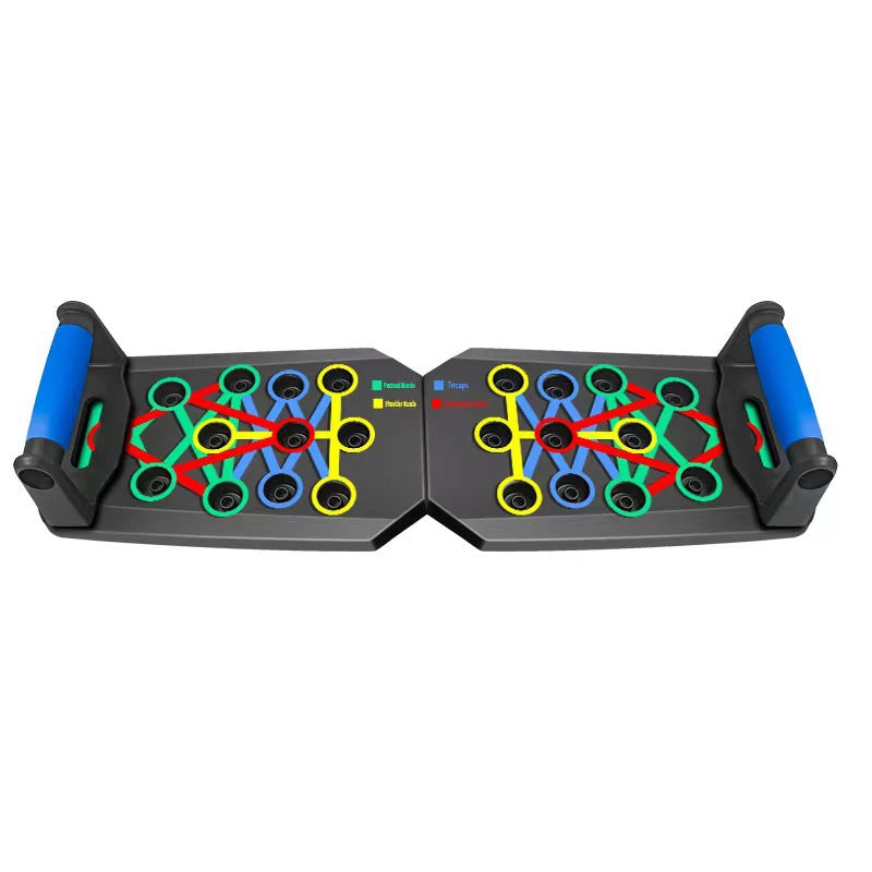 30-Hole Black Foldable Push Up Board with Resistance Bands & Non-Slip Grips for Home Gym