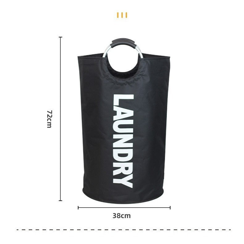 White Oxford Fabric Large-capacity Foldable Dirty Clothes Basket (38×72CM) - With Waterproof Coating & Aluminum Carry Handles For Laundry Room Dorm