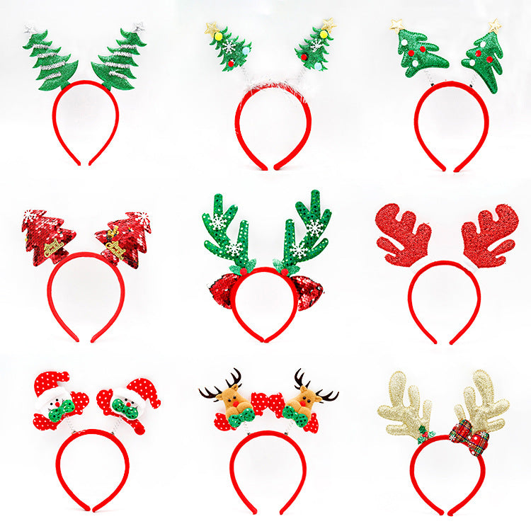 3-PCS Antler bell Festive Christmas Headbands for Adults & Kids - Reindeer Antlers, Santa, Snowman & Christmas Tree Designs