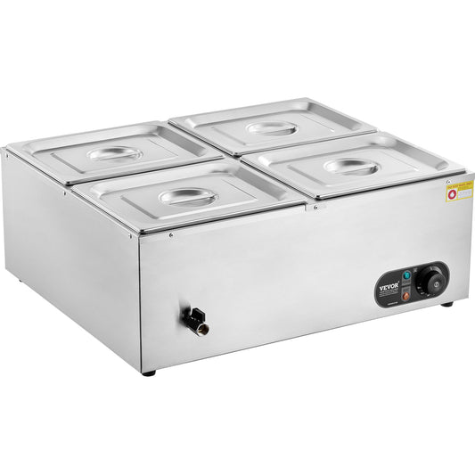 VEVOR Commercial Electric Food Warmer Countertop Buffet 4*12 Qt Pan Bain Marie