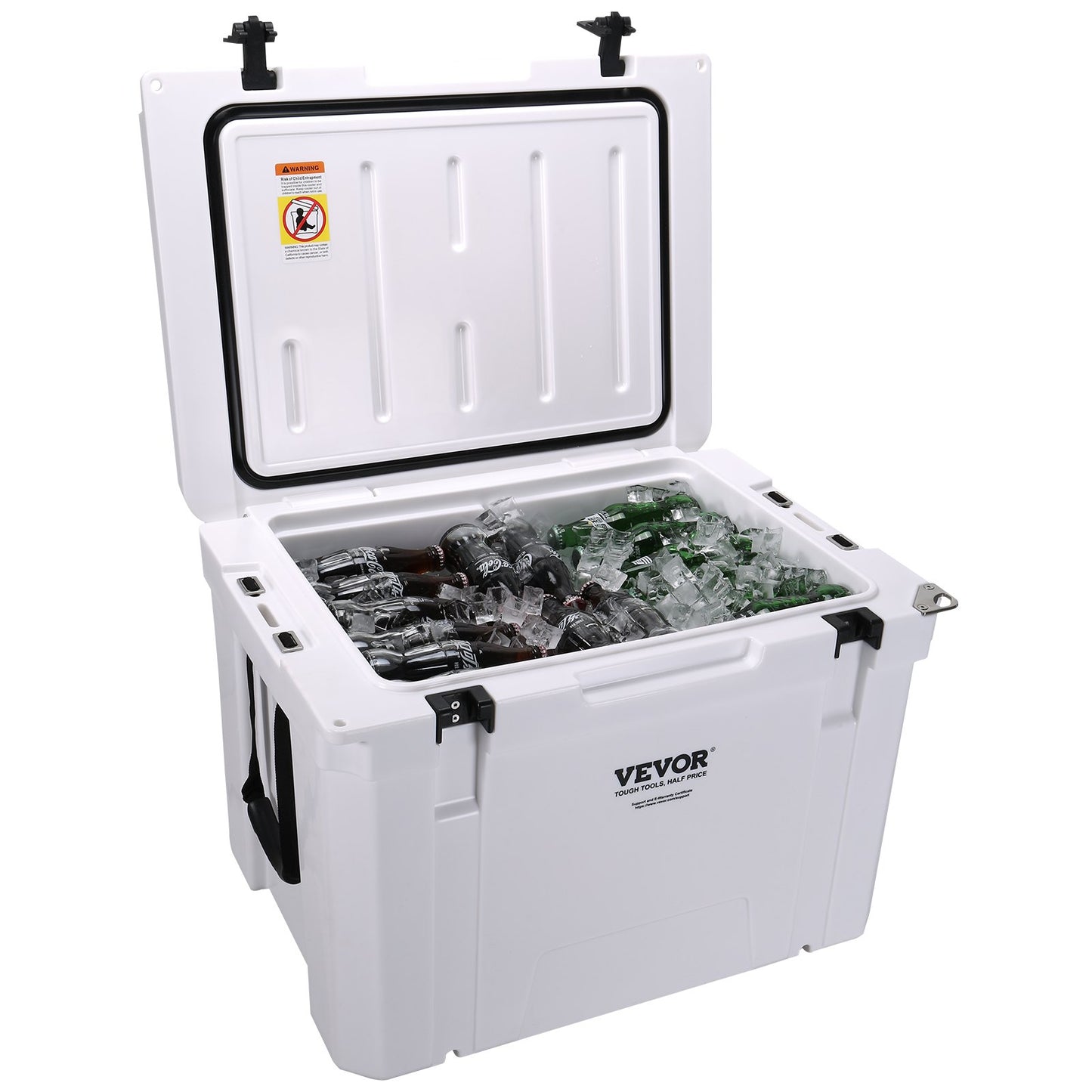 VEVOR Insulated Portable Cooler, 65 qt, Holds 65 Cans, Ice Retention Hard Cooler with Heavy Duty Handle, Ice Chest Lunch Box for Camping, Beach, Picnic, Travel, Outdoor, Keeps Ice for up to 6 Days