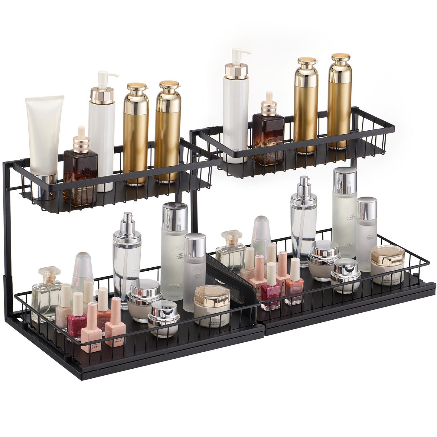 VEVOR 2-Tier Wire Pull Out Cabinet Under Sink Basket Organizer 10.7"x14.2" 2PCS