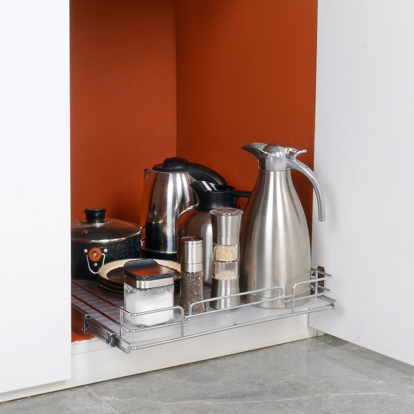 VEVOR 34x53 cm Pull Out Cabinet Organizer, Heavy Duty Slide Out Pantry Shelves, Chrome-Plated Steel Roll Out Drawers, Sliding Drawer Storage for Home, Inside Kitchen Cabinet, Bathroom, Under Sink