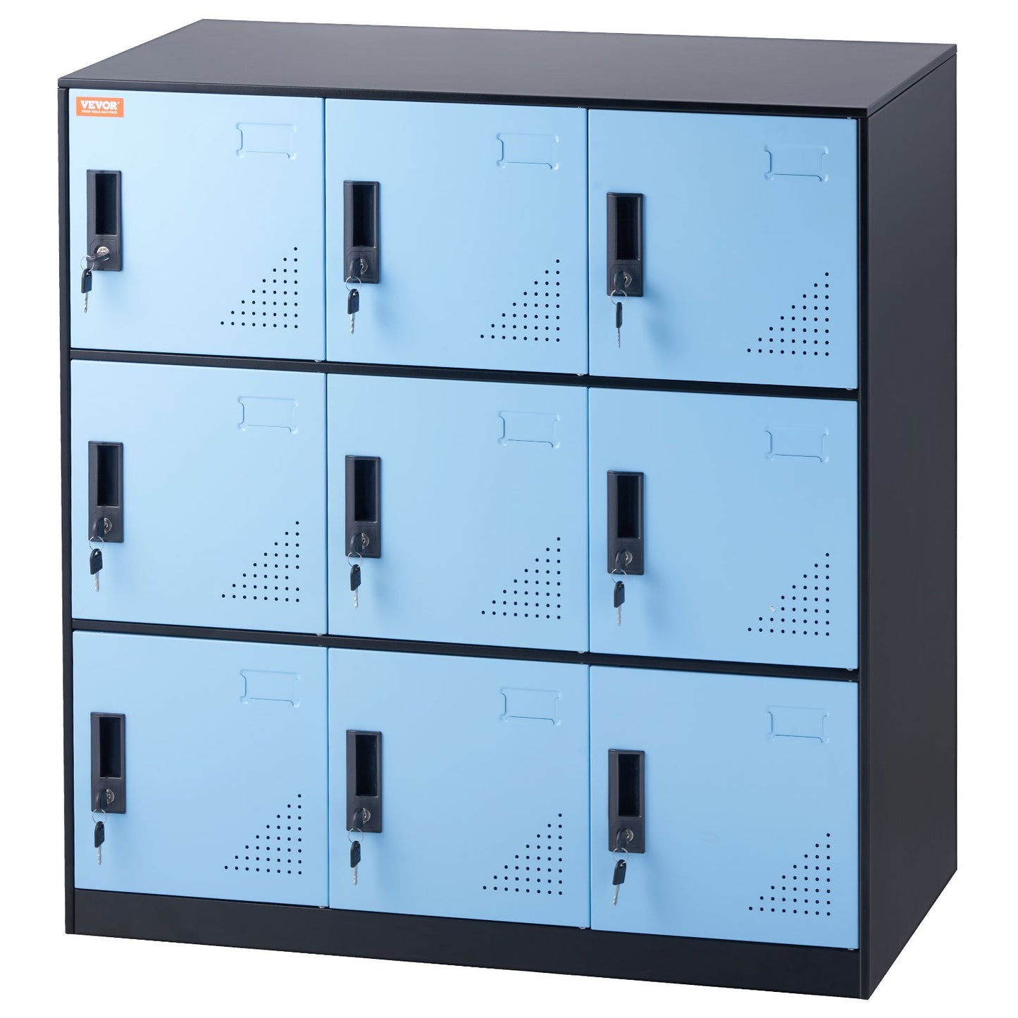 VEVOR 9 Doors Metal Storage Cabinet Employees Steel Storage Cabinet Office Black