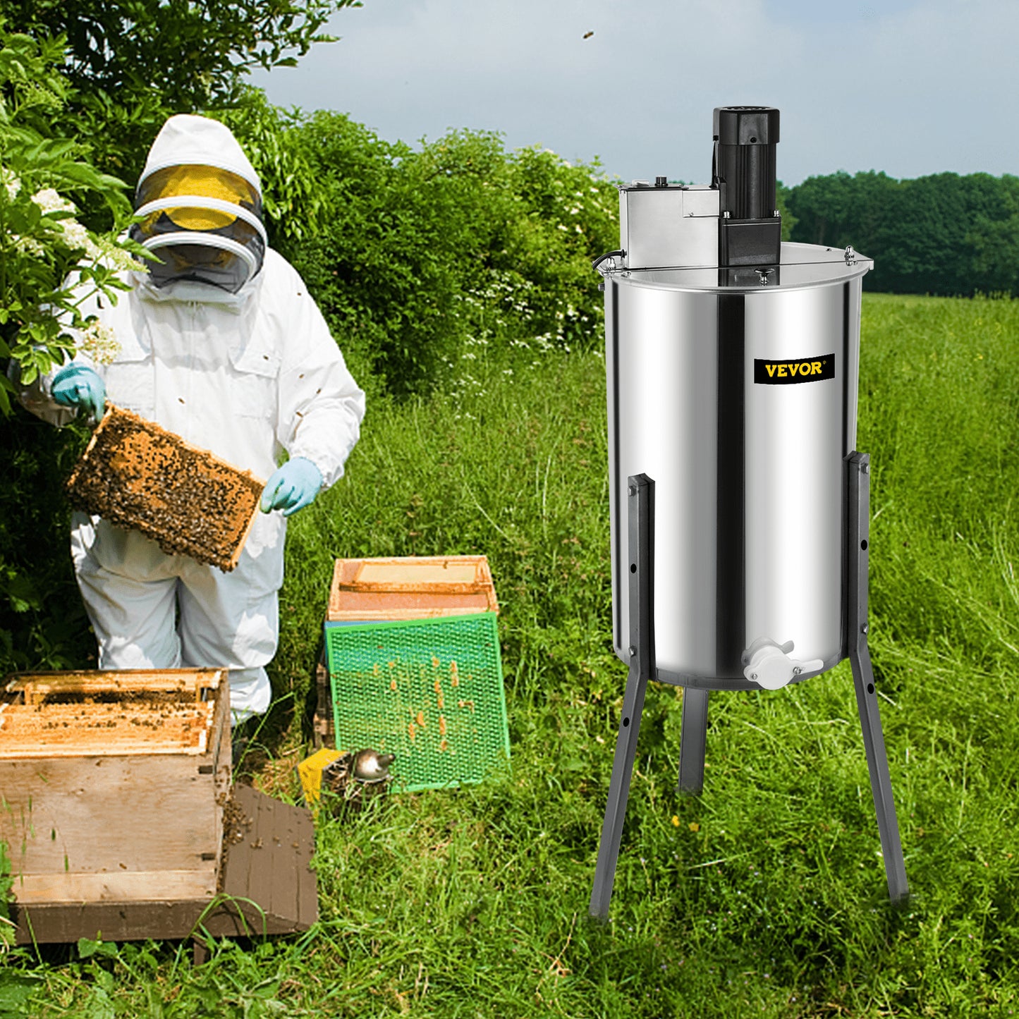 Vevor Brand New Large Two 2 Frame Stainless Steel Electric Honey Extractor