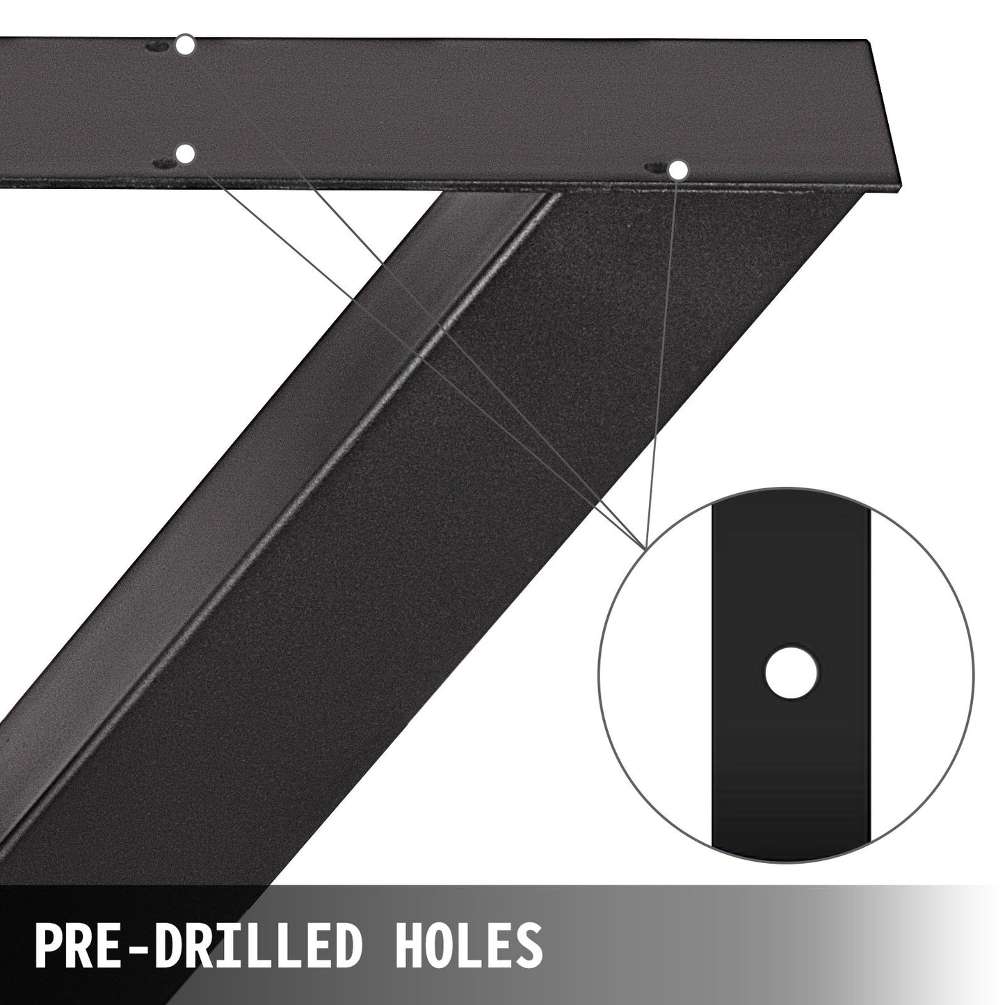 VEVOR Set of 2 Steel Table Legs, 16'Height 15'Wide Dining Table Legs, Heavy Duty 3.1" Square Box Section X Frame Table Legs, 16x15x3.1 Inch Black Color Industrial Country Style Metal Dining Legs
