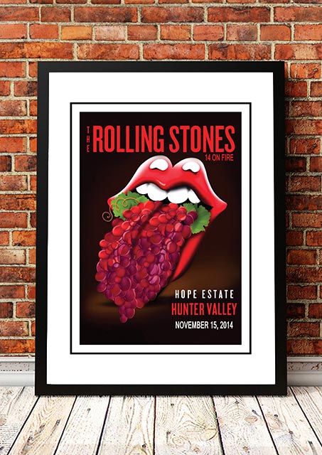 The Rolling Stones 'Hunter Valley' Australia Concert Poster 2014 - Framed A3
