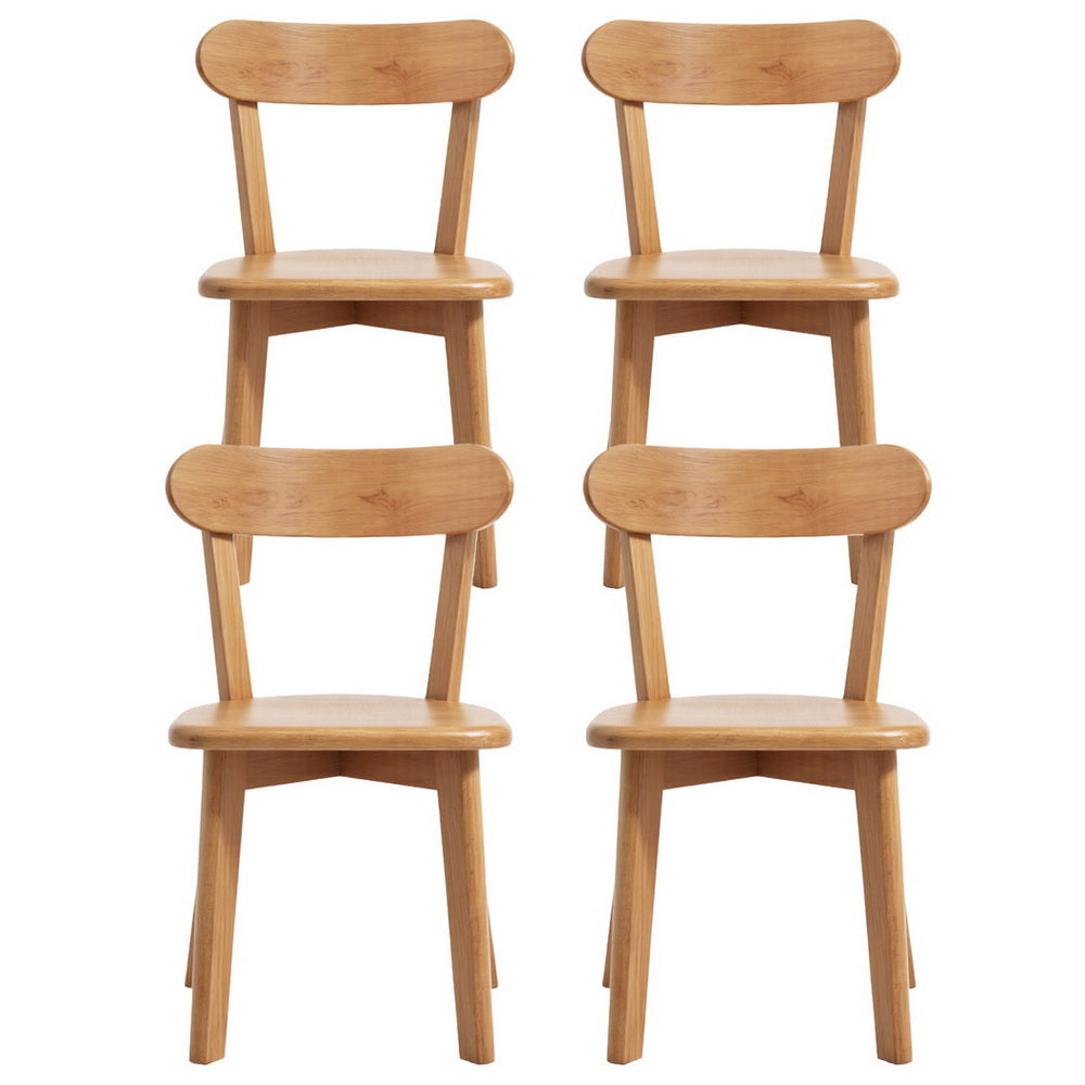Artiss 4x Dining Chairs Wooden Kitchen Accent Chair Cafe Lounge Rubber Wood