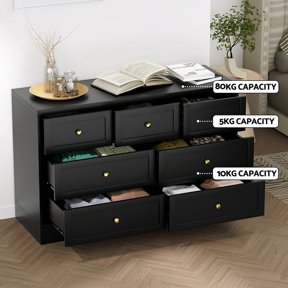 Artiss 7 Chest of Drawers Dresser Table Black