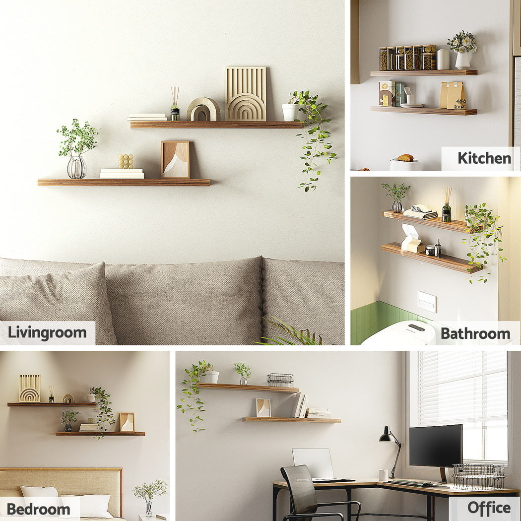 Artiss Floating Wall Shelf Set of 2 Wood 90CM