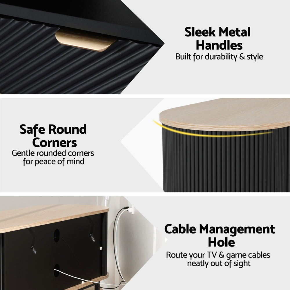 Artiss TV Unit Entertainment Unit Storage Cabinet Black Pine