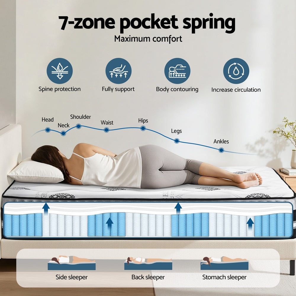 Giselle Bedding King Mattress 35cm Bed in a Box Pocket Spring Gel Memory Foam
