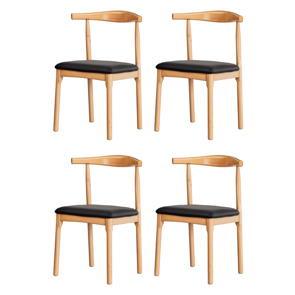 Artiss 4x Dining Chairs Rubber Wood Leather Seat Black
