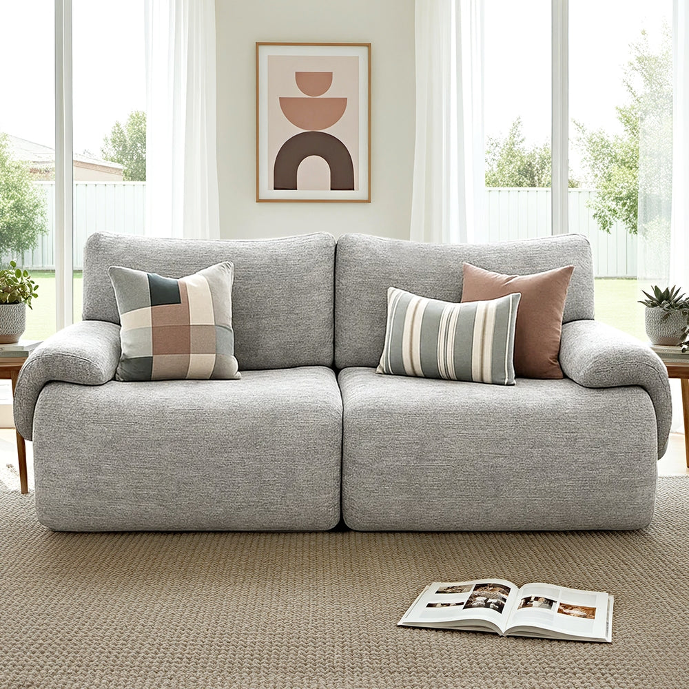 Artiss 2 Seater Sofa Modular Sectional Sofas Couch Bed No Assembly Living Room Grey