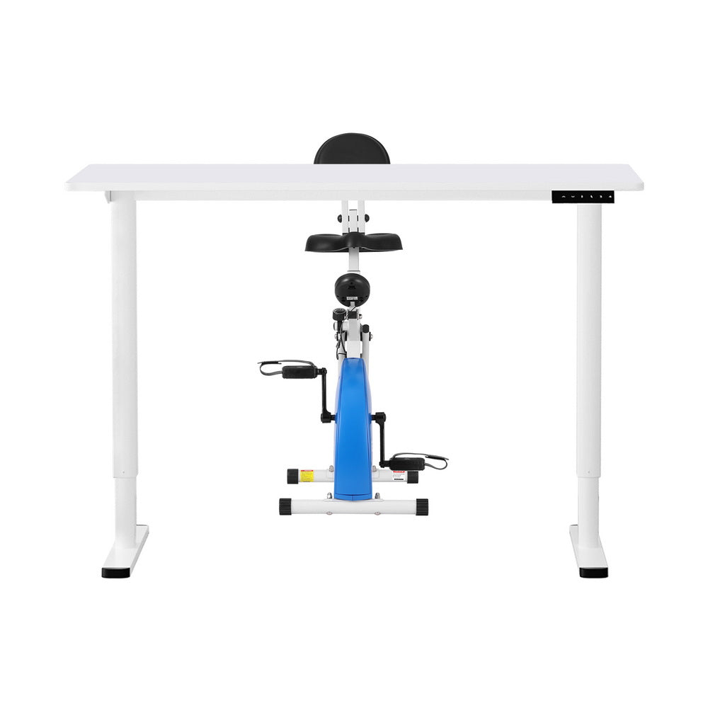 Artiss Under Desk Folding X-Bike with 120cm Automatic Standing Desk Magnetic Resistance White