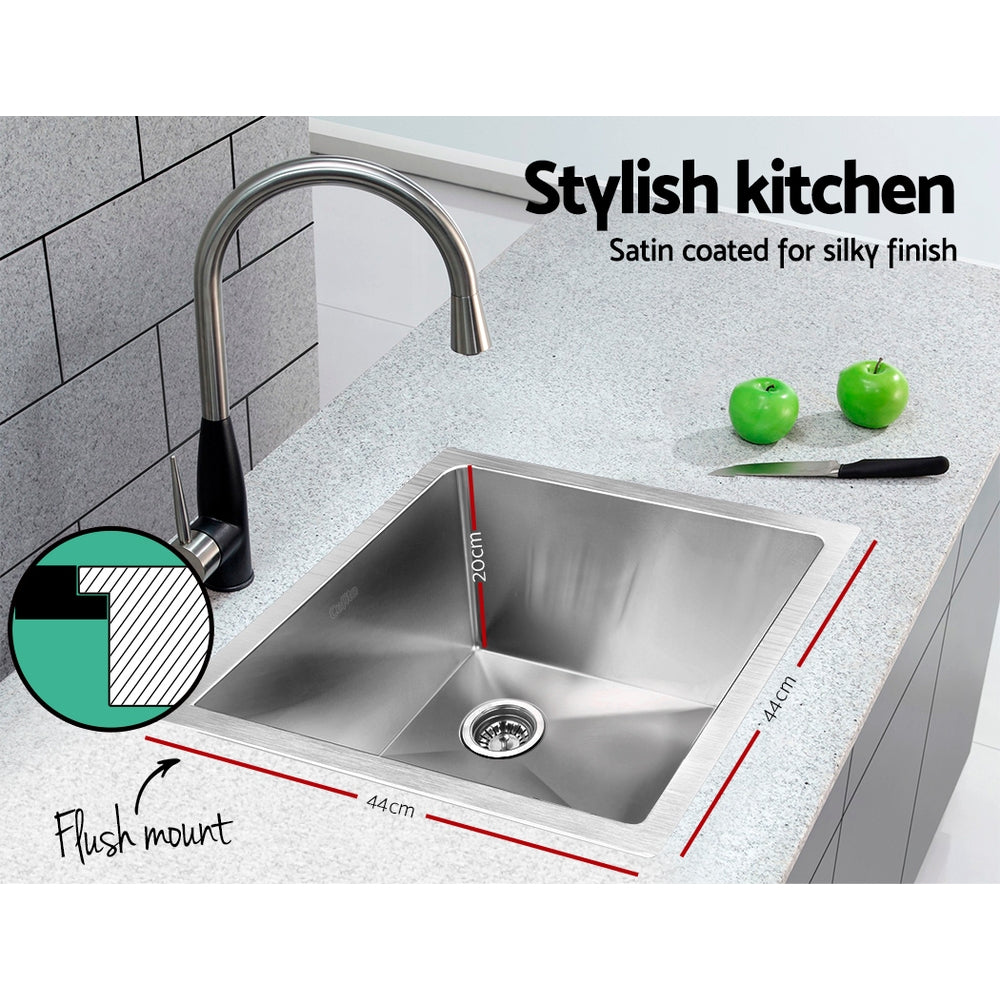 Cefito Kitchen Sink 44X44CM Stainless Steel Basin Single Bowl Silver