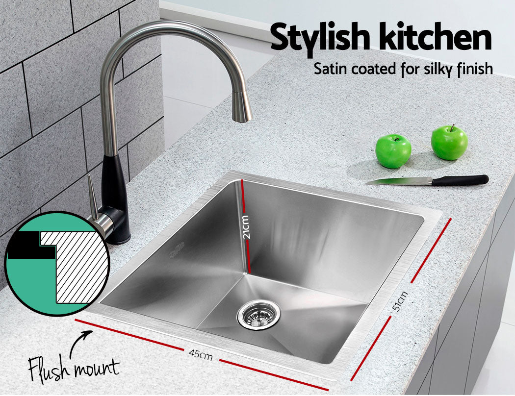 Cefito Kitchen Sink 51X45CM Stainless Steel Basin Single Bowl Silver