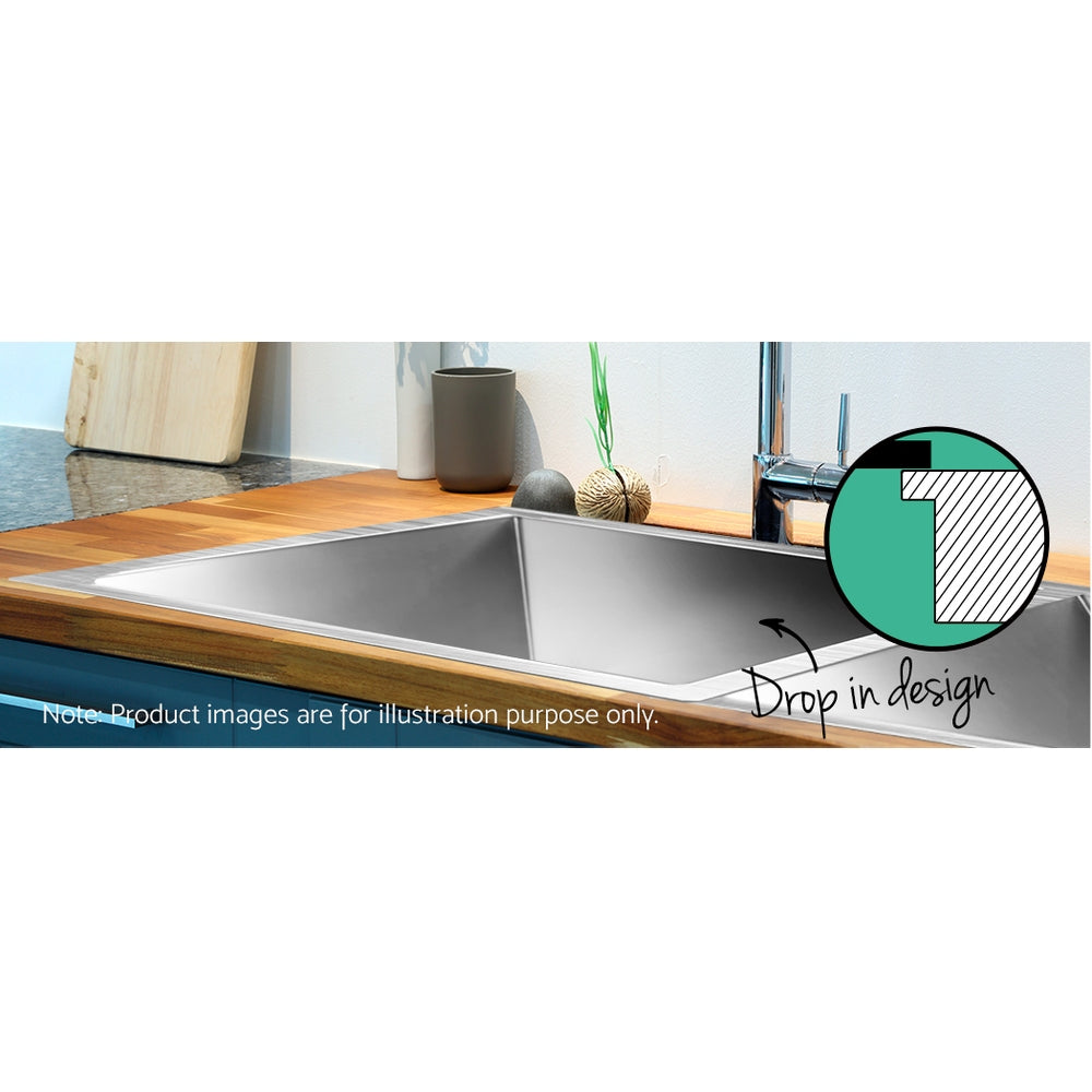 Cefito Kitchen Sink 77X45CM Stainless Steel Basin Double Bowl Silver