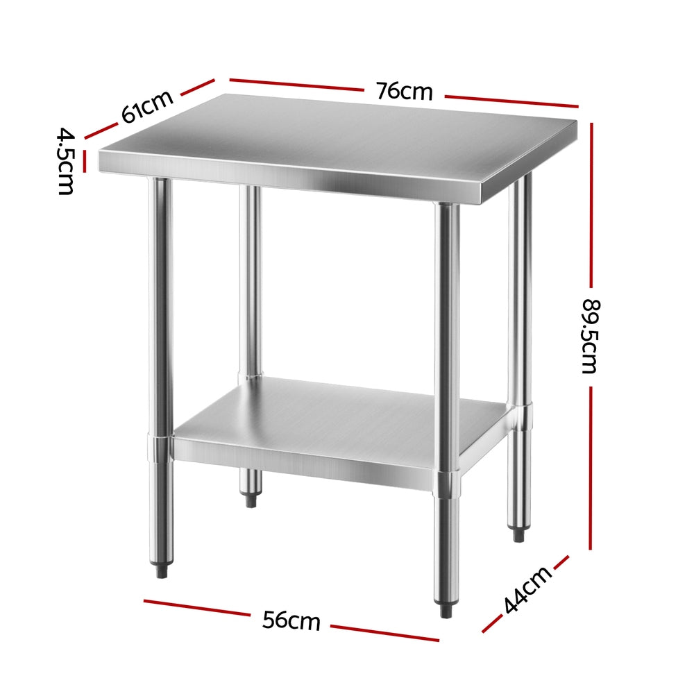 Cefito Stainless Steel Kitchen Bench Work Table 610 x760MM 430