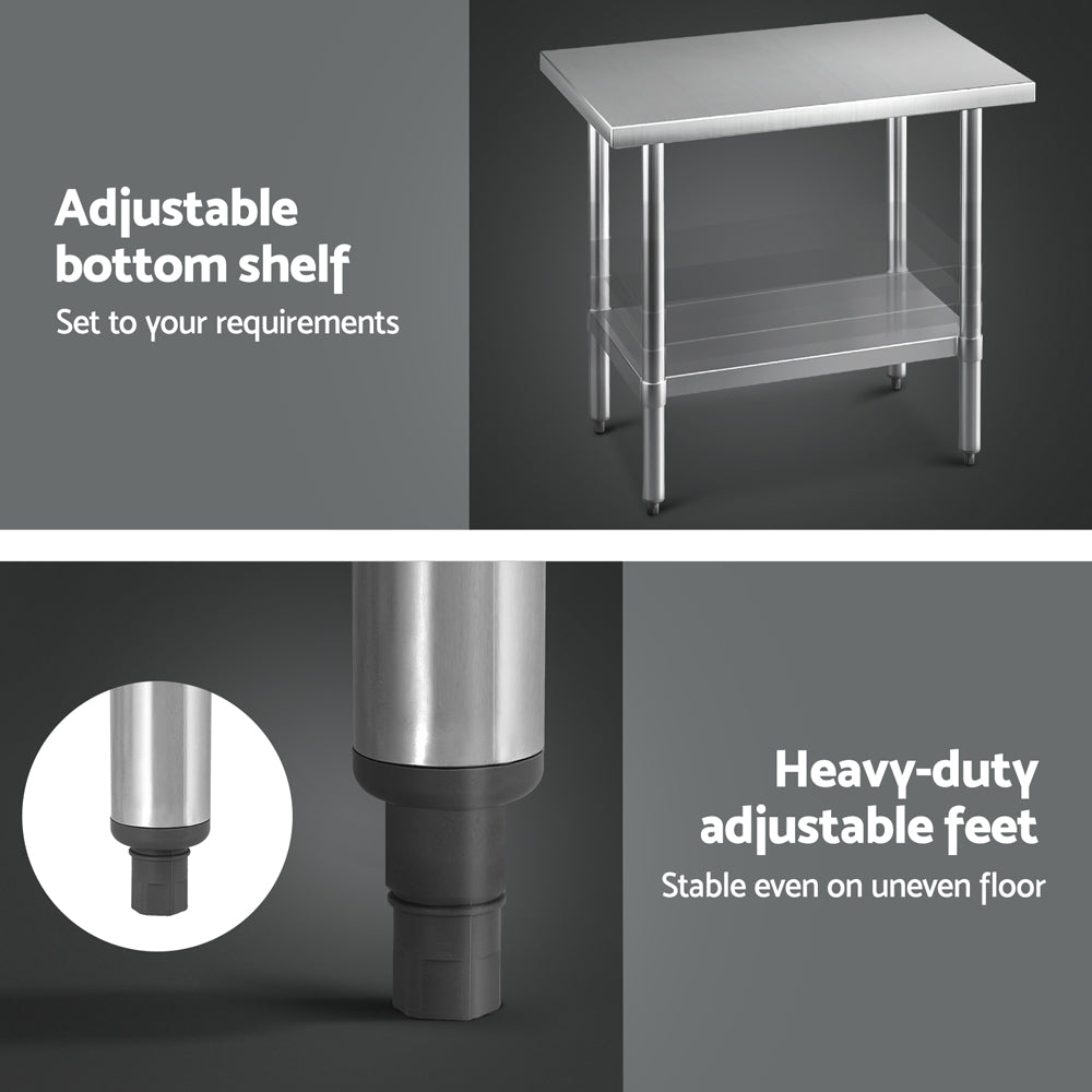 Cefito Stainless Steel Kitchen Benches Work Bench 910x610mm 430