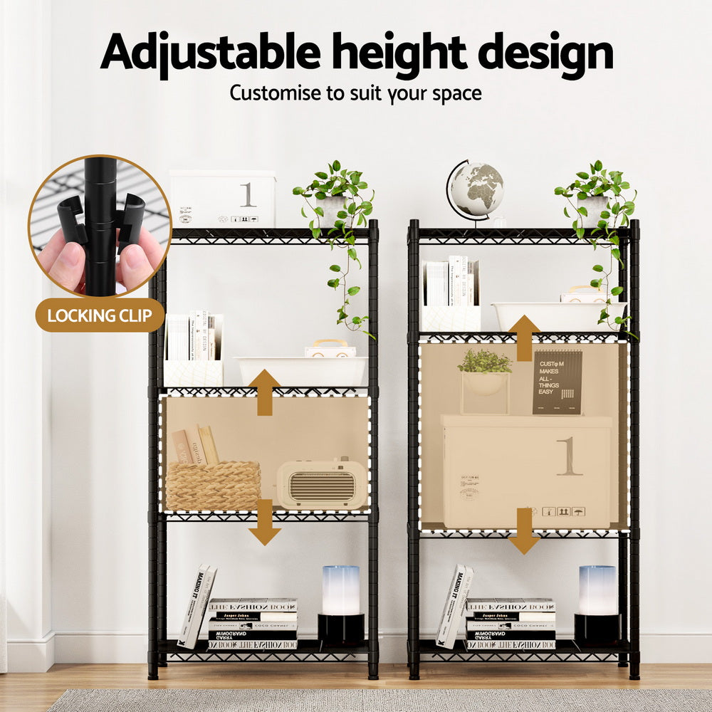 Artiss 4-Tier Shelving Unit Adjustable Garage Storage Shelves Kitchen Rack Steel