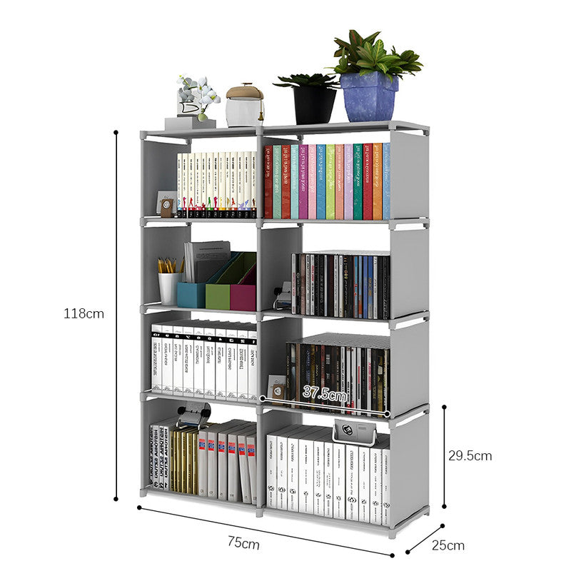 Hivvago 8 Grid Storage Rack Bookshelf Organizer Lightweight Durable Shelf