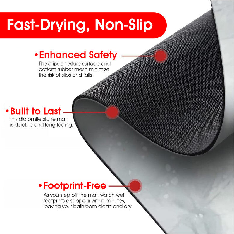Hivvago Diatomaceous Earth Stone Bath Mat Fast Drying Non Slip Bathroom Mat