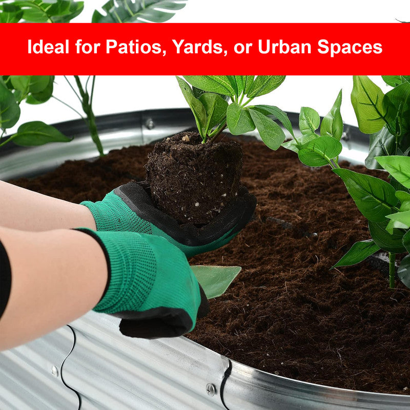 Hivvago Raised Garden Bed – Galvanized Steel Planter Box with Open Base, Silver