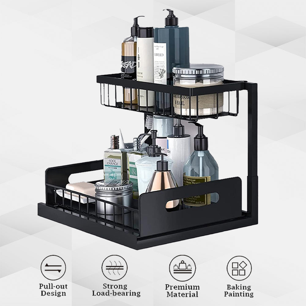 Hivvago 2-Tier Pull-Out Under Sink Organizer Storage Shelf For Kitchen