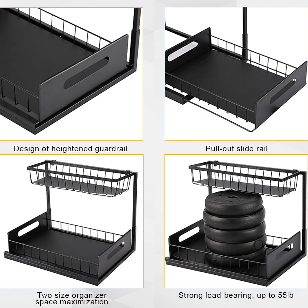 Hivvago 2-Tier Pull-Out Under Sink Organizer Storage Shelf For Kitchen