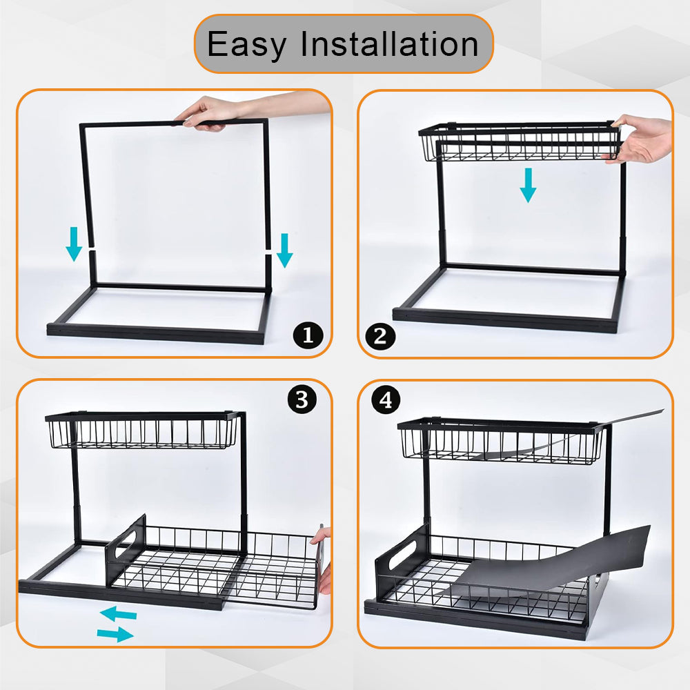 Hivvago 2-Tier Pull-Out Under Sink Organizer Storage Shelf For Kitchen