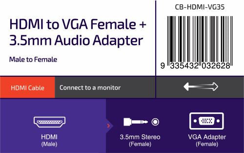 HDMI to VGA Female Adapter with 3.5mm Audio