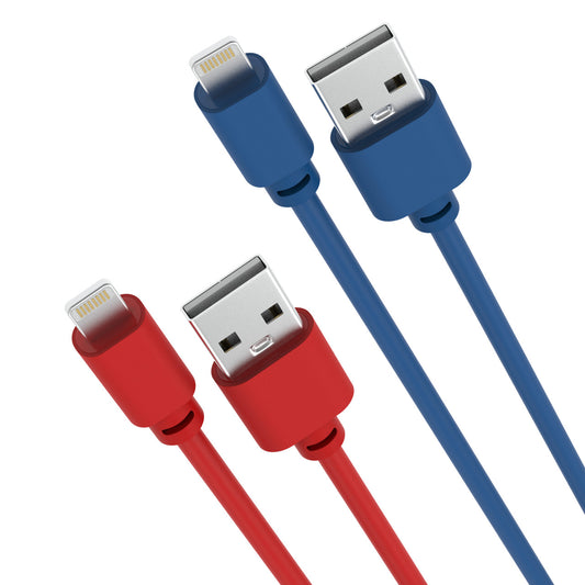 Laser MFi Lightning Cable 2 Pack Red/Blue 2M