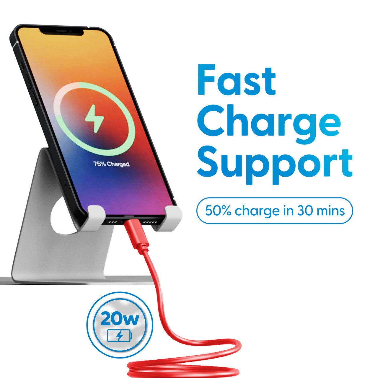 Laser MFi Lightning Cable 2 Pack Red/Blue 2M