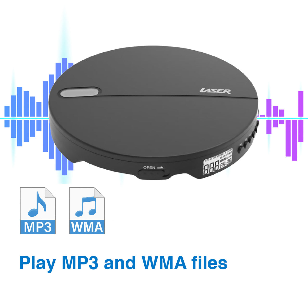 Laser Portable CD MP3 Player with Anti-Skip Tech and Headphones