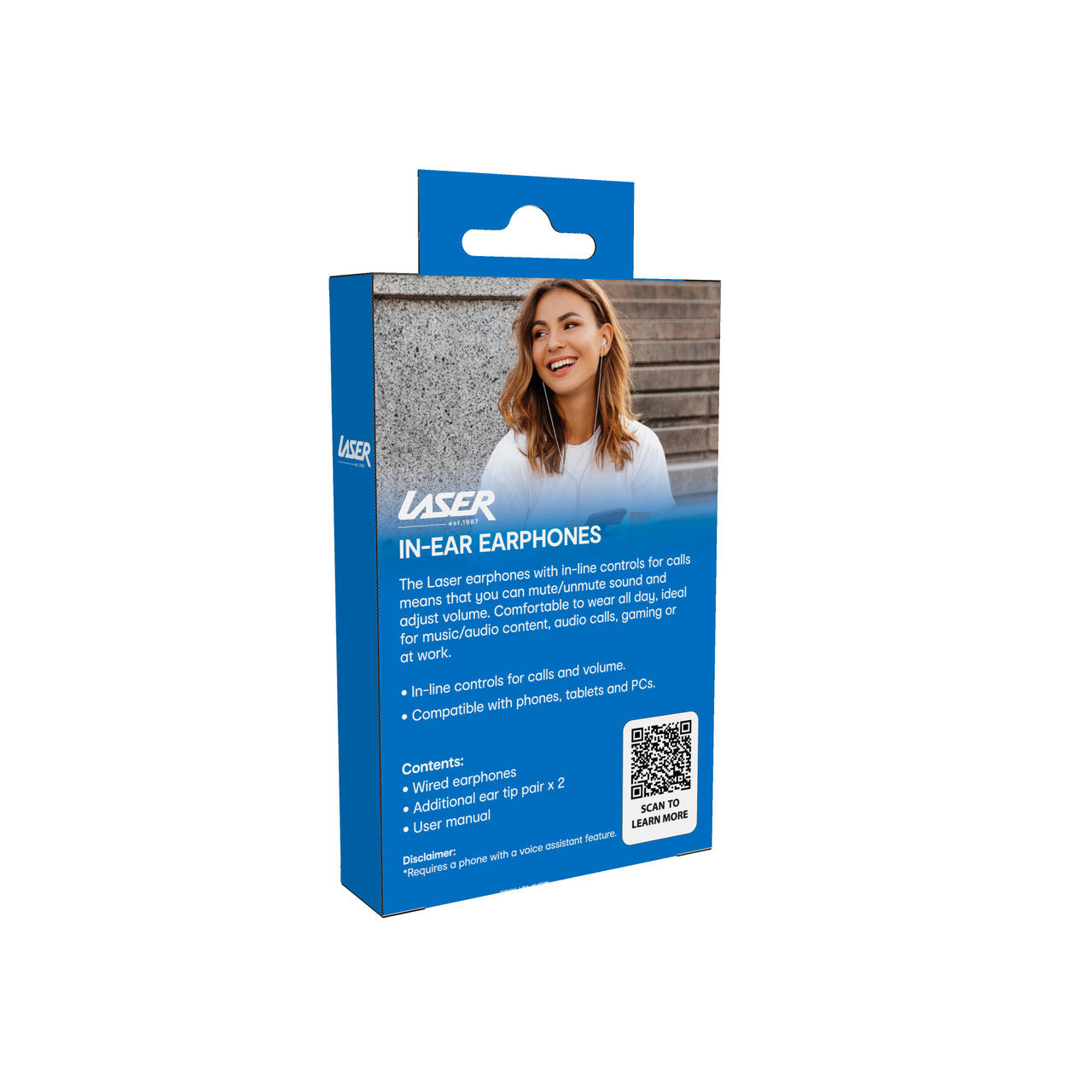 Laser Wired In-Ear Earphones with In-Line Controls White