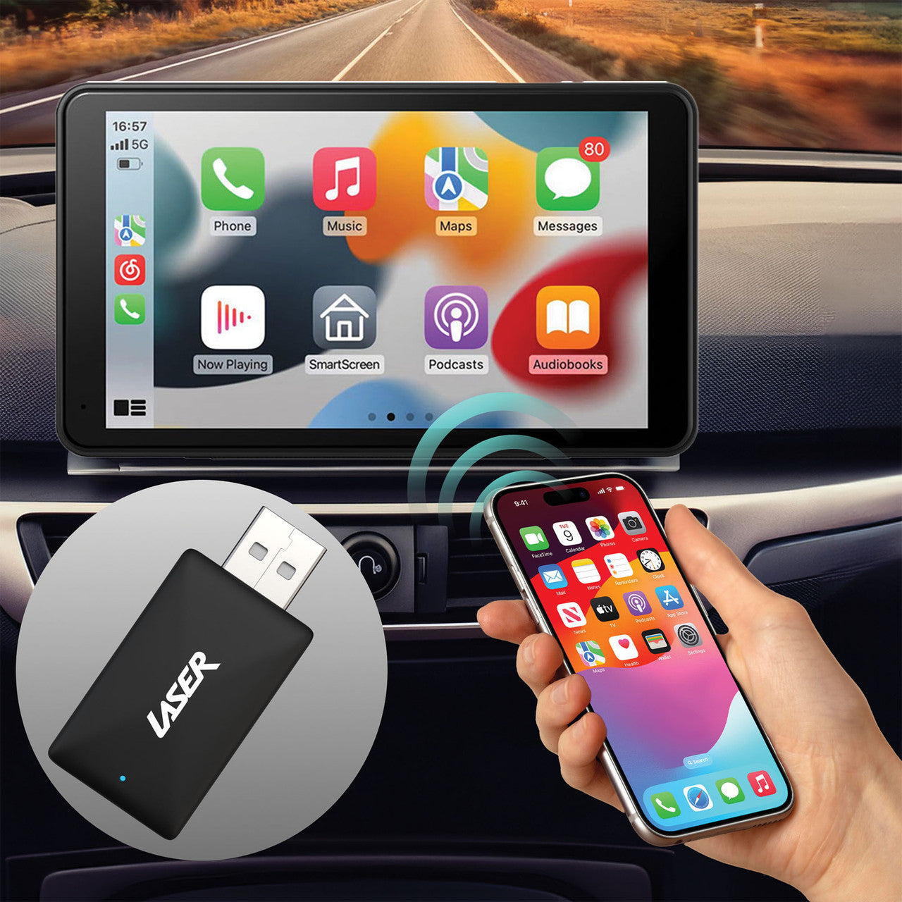 Laser Wireless CarPlay Dongle - Black