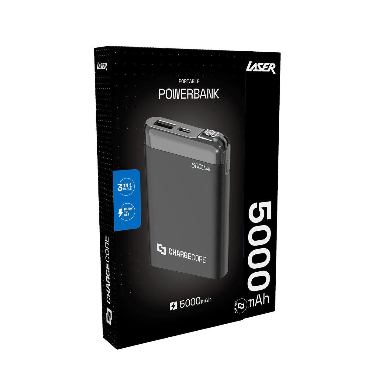 Laser Power Bank 5000mAh with LED Display Black