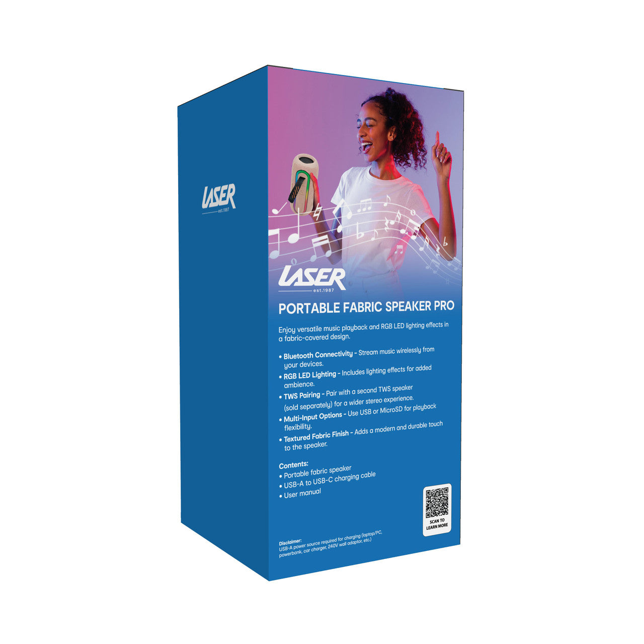 Laser Portable Fabric Speaker Pro - Transcendent Pink