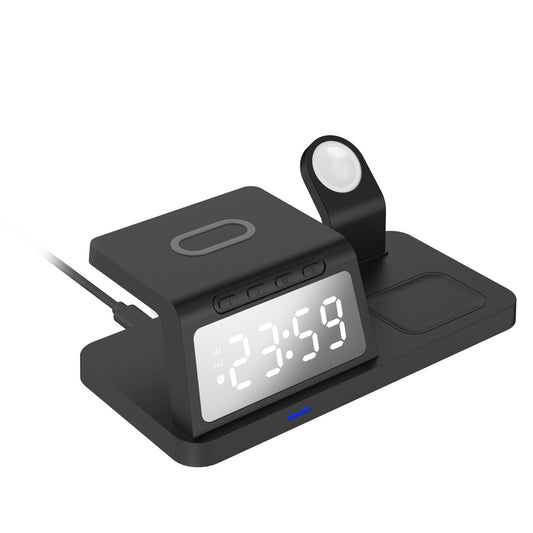 Laser 3-in-1 Wireless Charging Station with Alarm Clock - Black