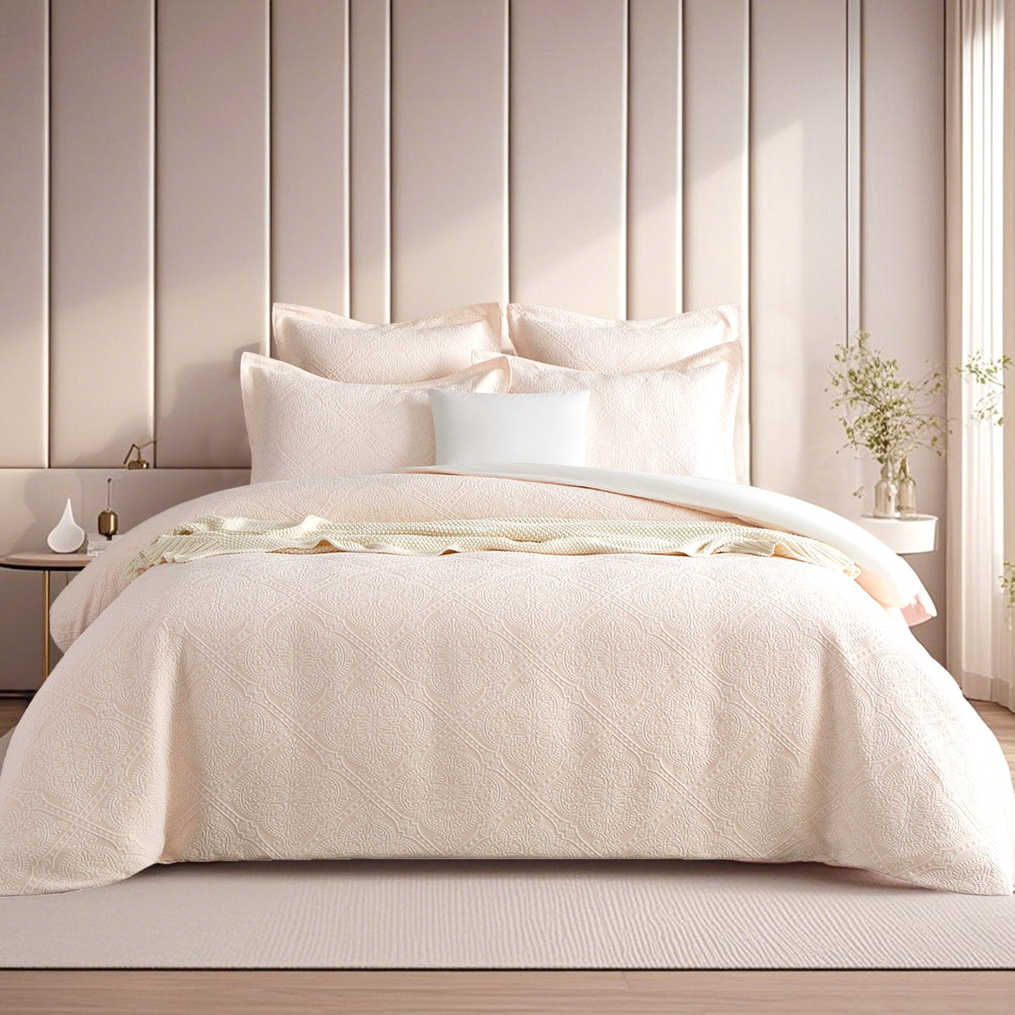 Bella Blush Jacquard Queen Quilt Cover Set by Renee Taylor