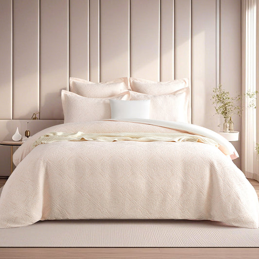 Bella Blush Jacquard King Quilt Cover Set by Renee Taylor