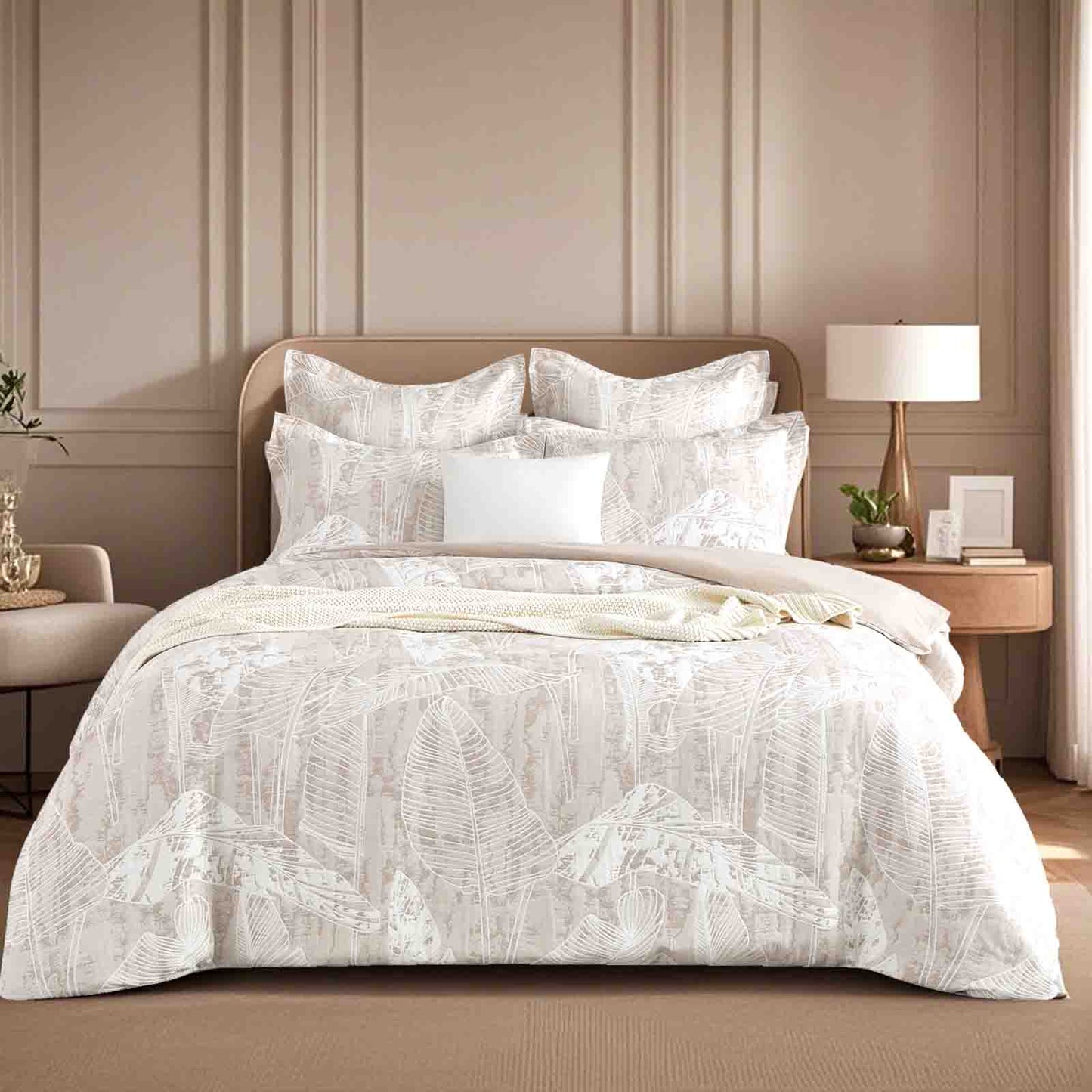 Panache Wood Jacquard King Quilt Cover Set by Renee Taylor