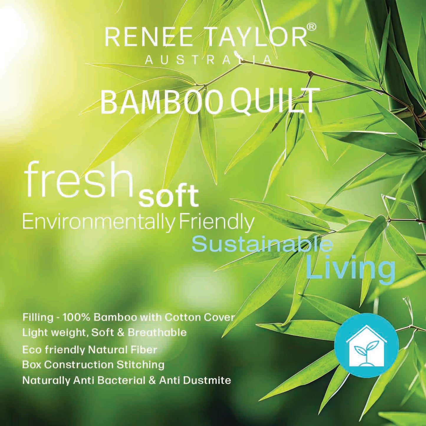 400 GSM All Seasons Natural Bamboo Single Quilt by Renee Taylor