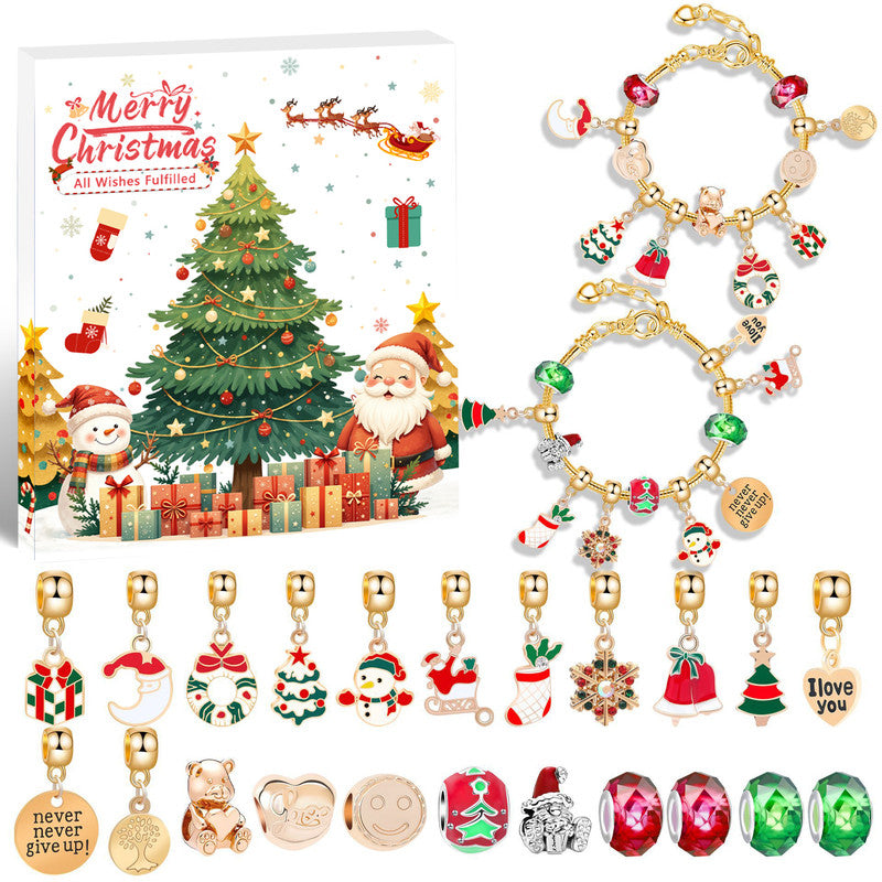 Christmas gift DIY Cartoon Snowman Bracelet Set with Crystal Beads