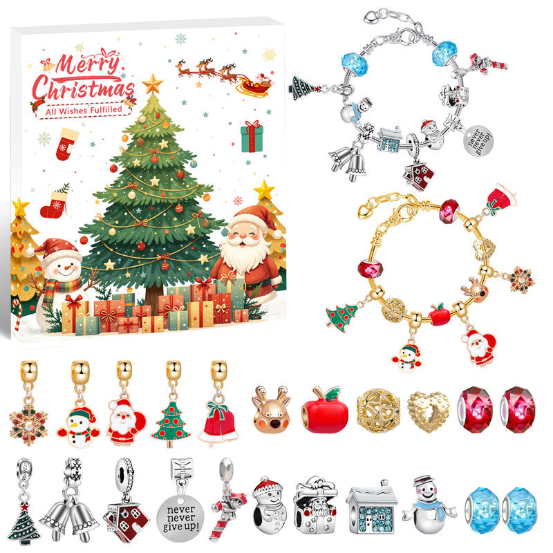 Christmas gift DIY Cartoon Snowman Bracelet Set with Crystal Beads