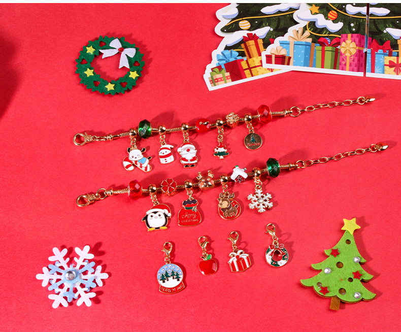 Christmas gift DIY Cartoon Snowman Bracelet Set with Crystal Beads