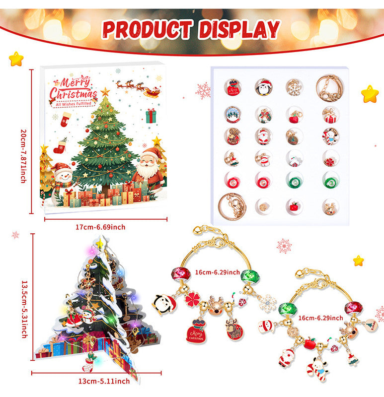 Christmas gift DIY Cartoon Snowman Bracelet Set with Crystal Beads